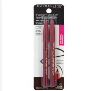 2 Pack Maybelline Expert Wear Twin Brow & Eye Pencils, Dark Brown